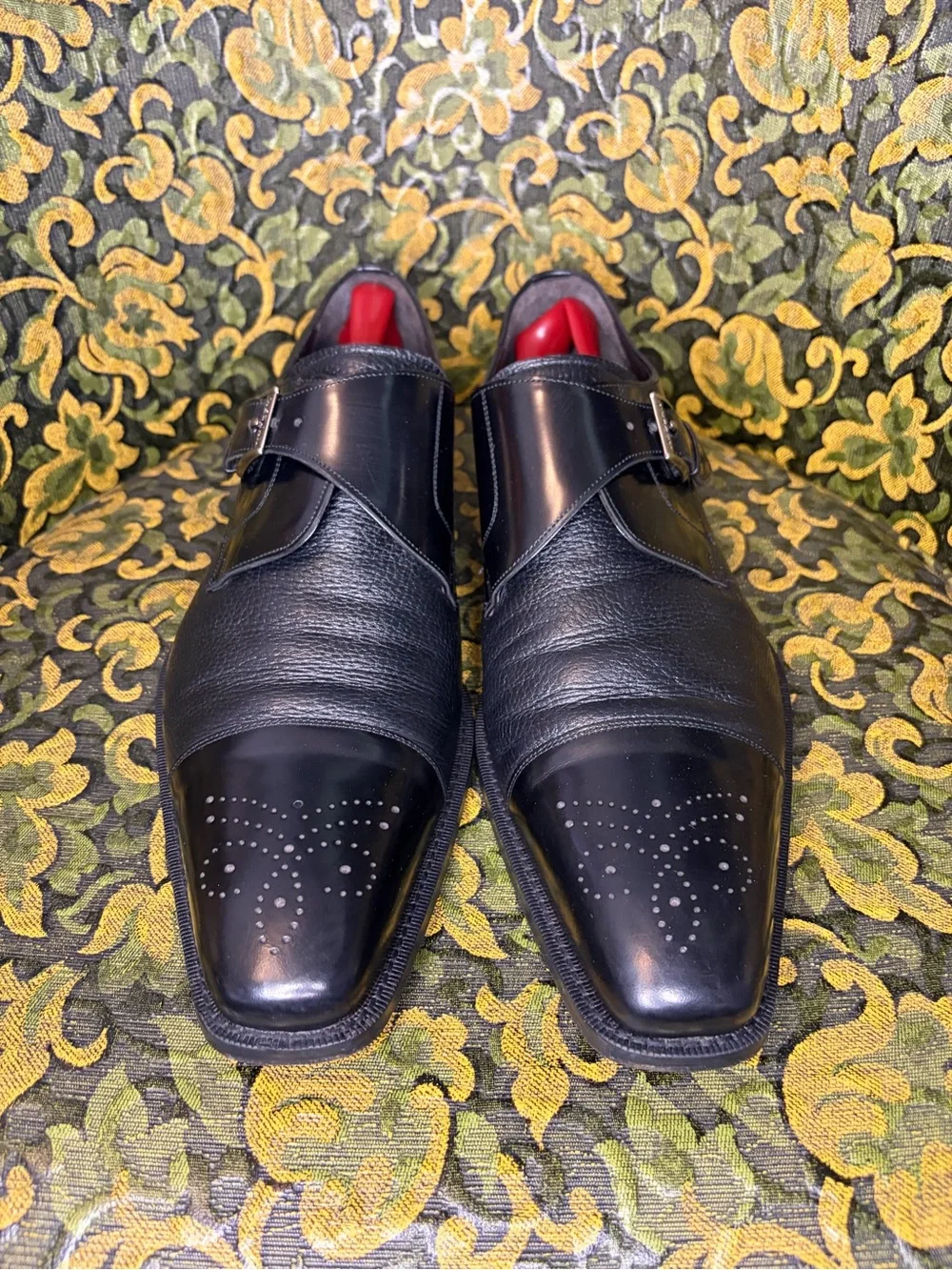 Men's Mezlan Black Leather Monk Strap Dress Shoes